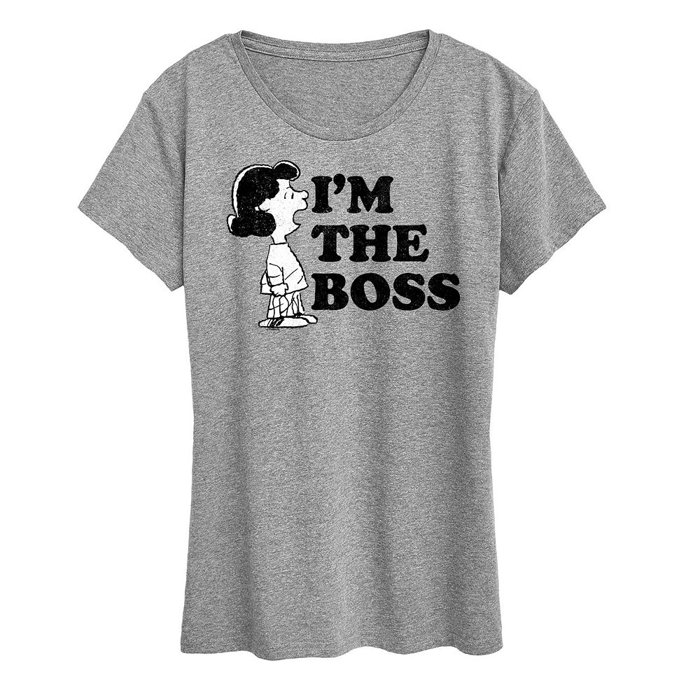 

Женская футболка с рисунком Peanuts Lucy I'm The Boss Licensed Character, цвет Heather Gray