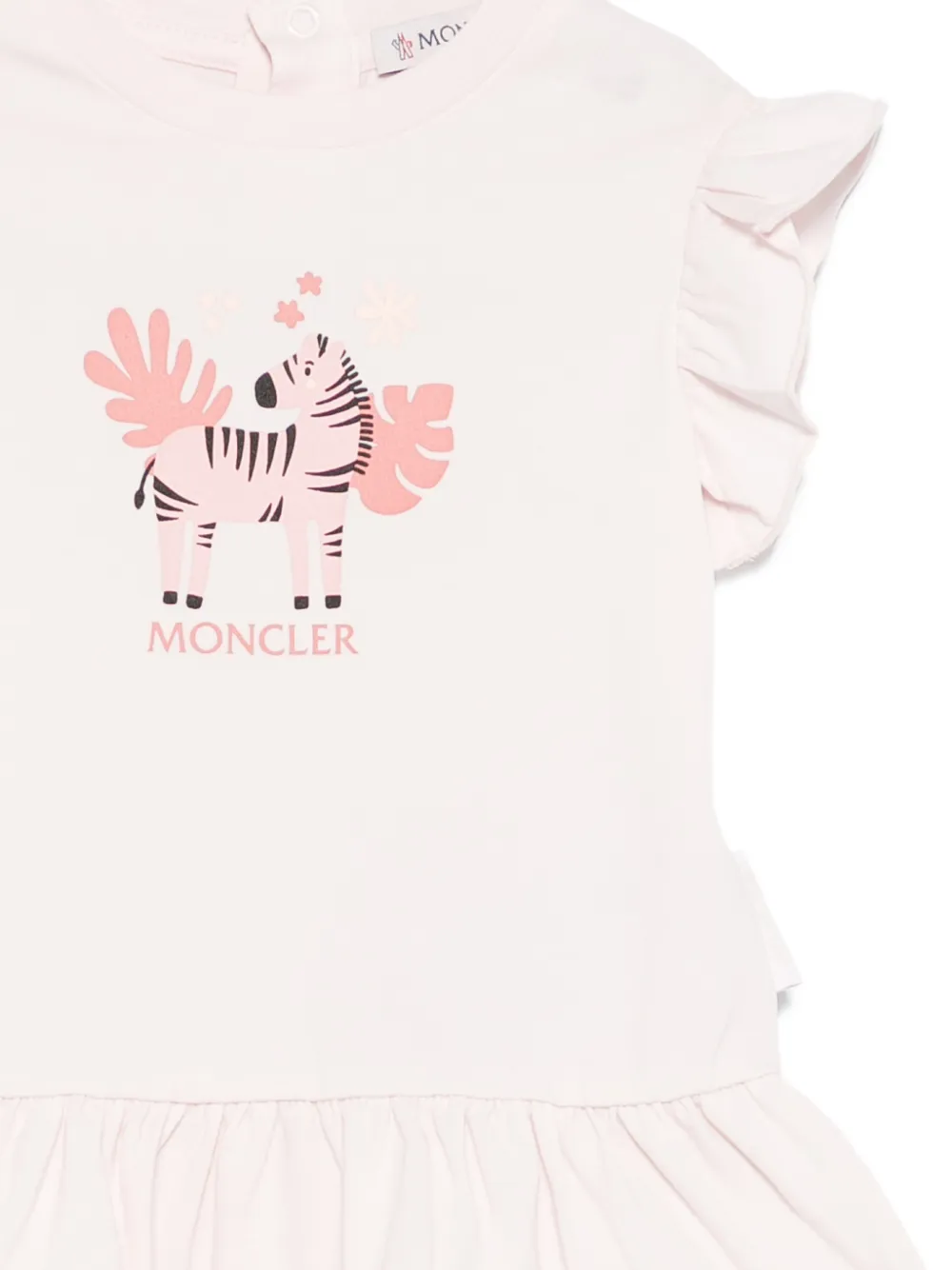 Платье с оборками и графическим принтом Moncler Enfant, розовый — фото 3