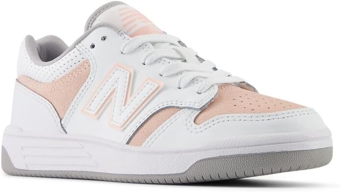 Детские кроссовки New Balance 480 V1 на шнуровке (унисекс), белый/розовый — фото 4