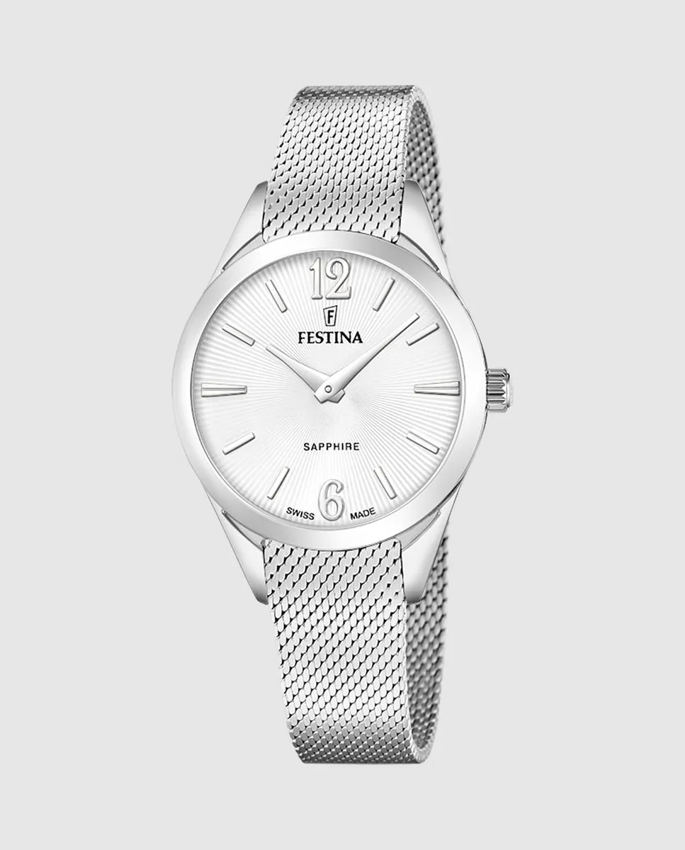 

F20076/1 Швейцарские женские часы Grace из серебристой стали Festina, серебряный