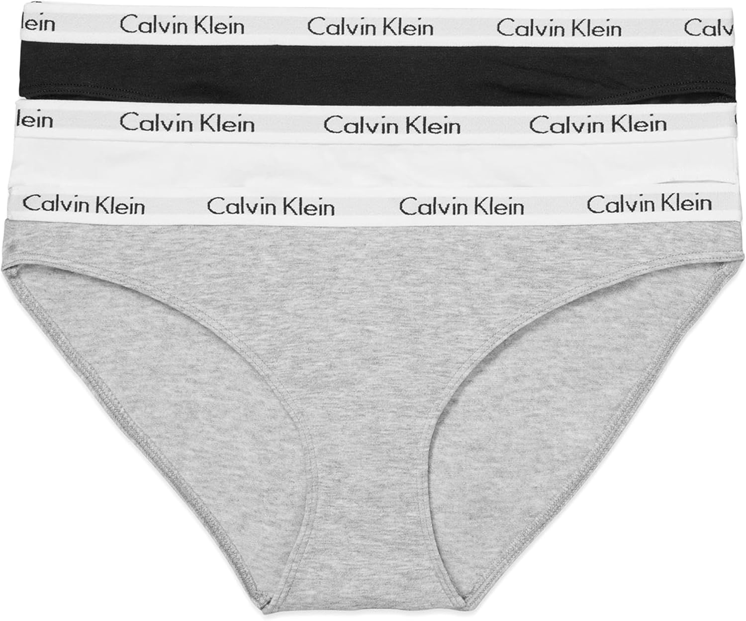 

Женские трусики-бикини Calvin Klein Carousel Logo из хлопка и эластичного хлопка, 3 пары, Black/White/Grey Heather