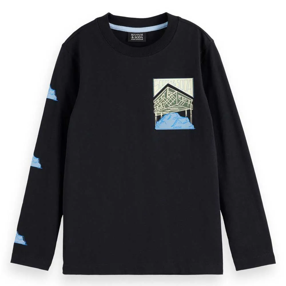 

Футболка с длинным рукавом Scotch & Soda Relaxed Fit Artwork, черный