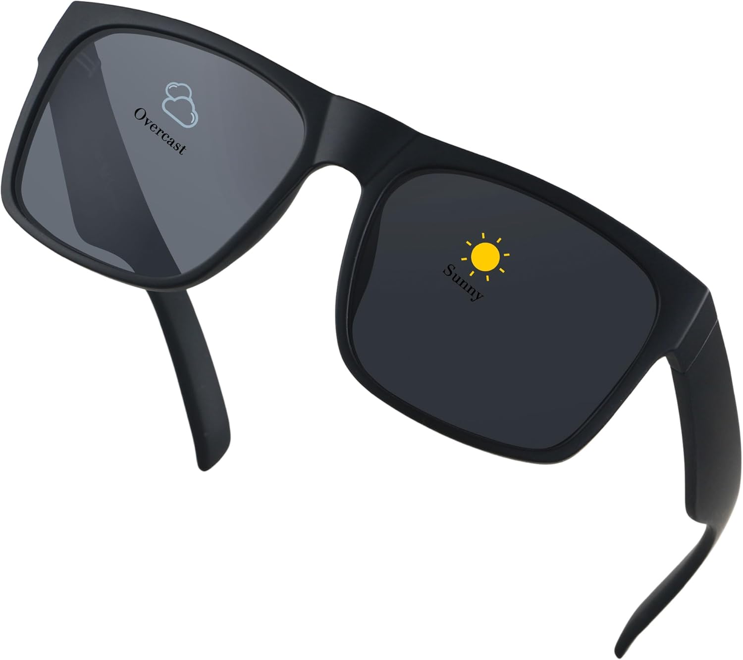 

Солнцезащитные очки LYZOIT Extra Large для мужчин с большой широкой головой, поляризованные, увеличенного квадратного размера, Matte Black | Polarized Photochromic Black