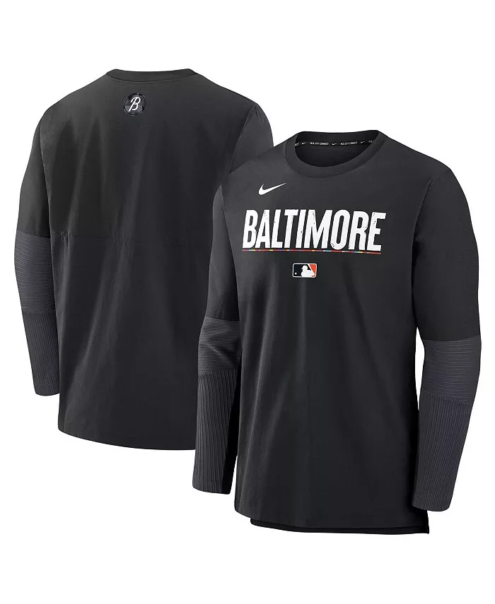 

Мужская черная футболка Baltimore Orioles Authentic Collection City Connect с длинным рукавом, облегченная, из трикотажа Performance Tri-Blend Nike