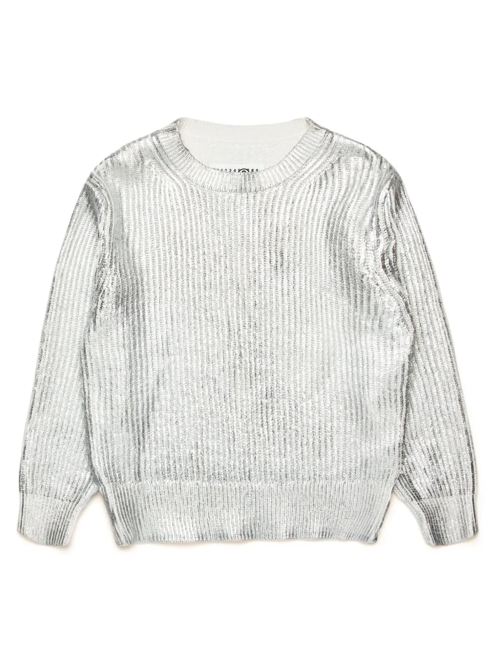 

Джемпер в рубчик с эффектом металлик MM6 Maison Margiela Kids, серый