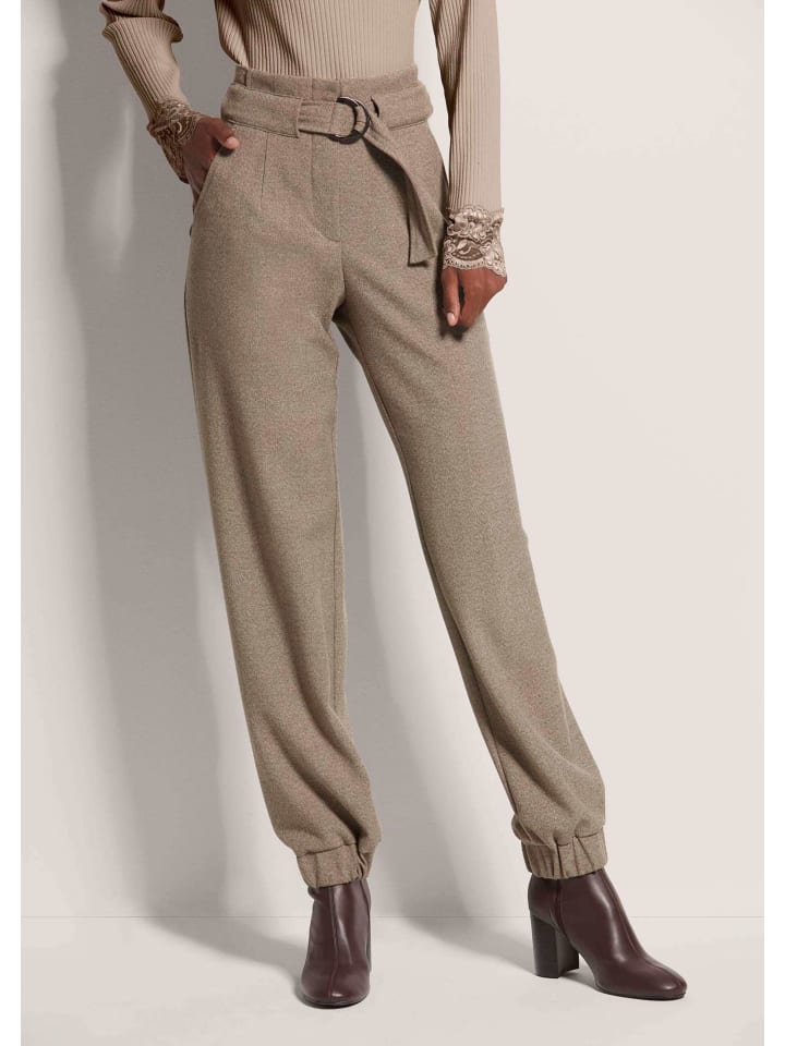 

MADELEINE Повседневные женские брюки с поясом и эластичным низом, цвет капучино / бербер / меланж
