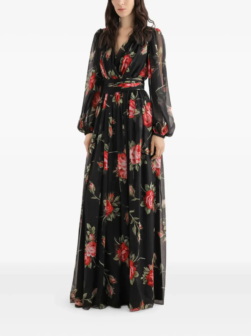 Платье макси с длинными рукавами DOLCE & GABBANA, черный — фото 2