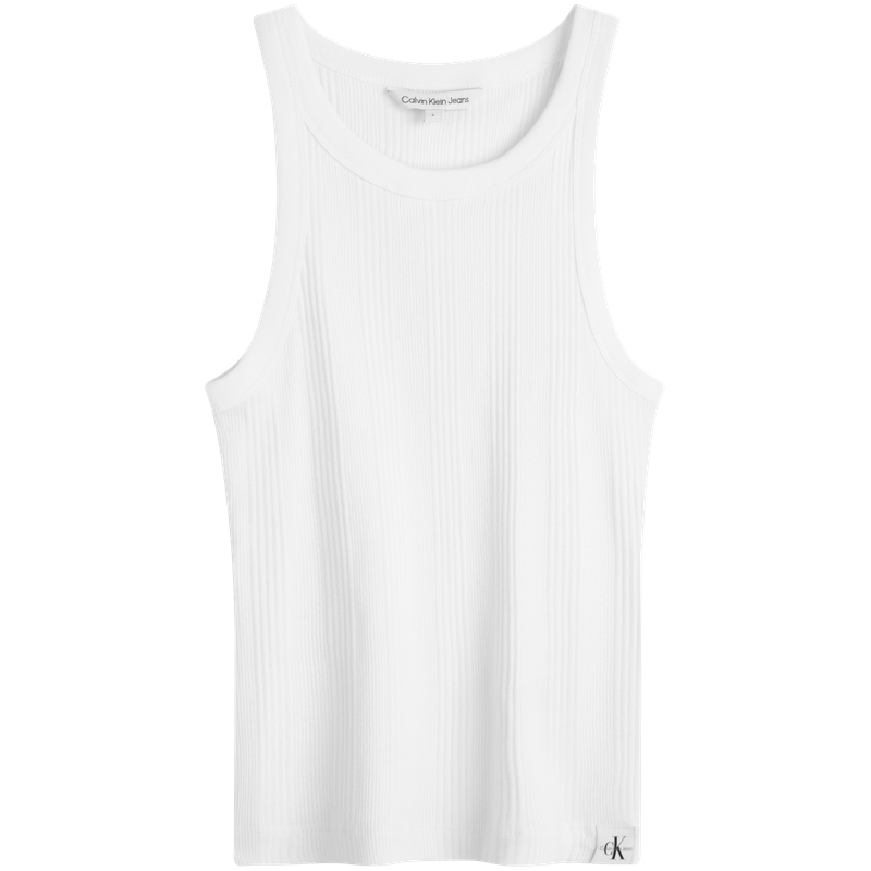 

Футболка с логотипом на ребристой ткани Calvin Klein, YAF-Moon White