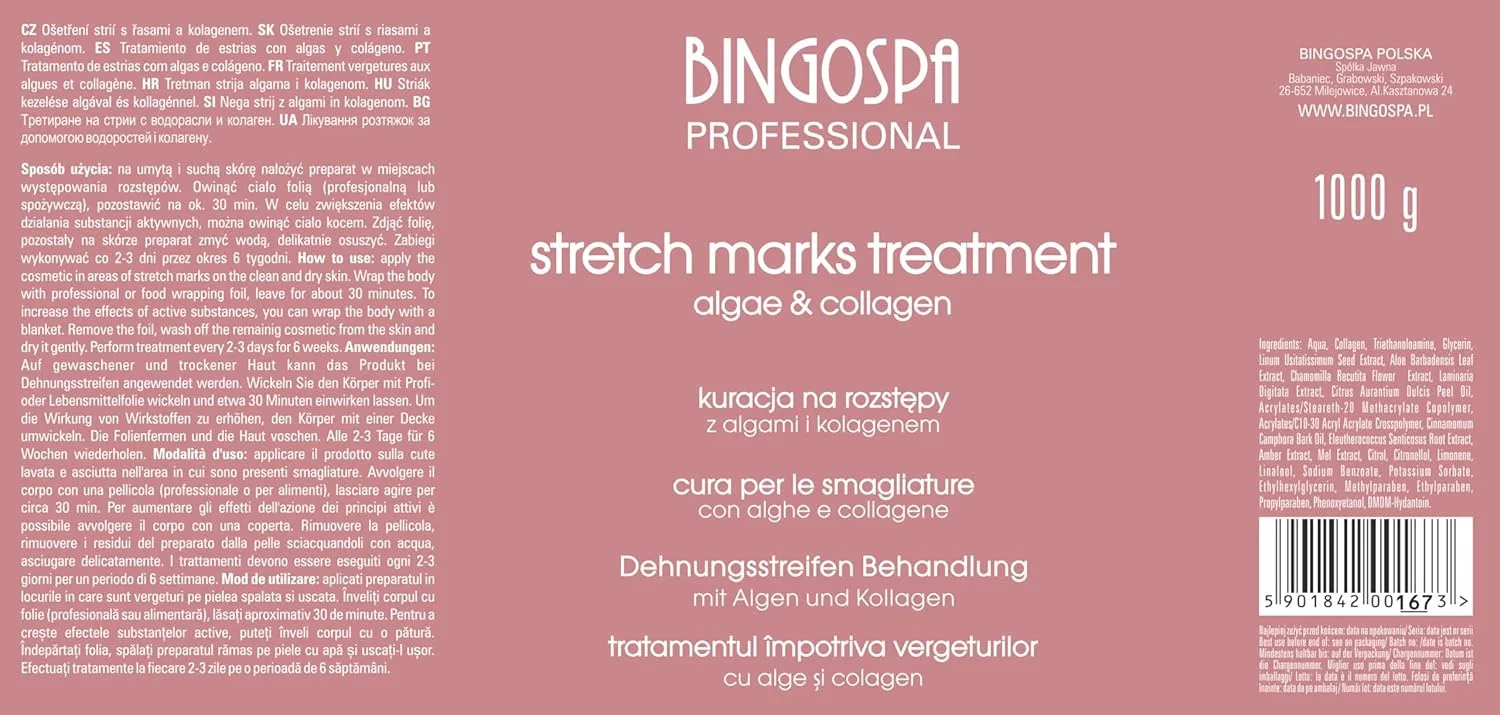 Профессиональное средство от растяжек BINGOSPA с водорослями, коллагеном и центеллой, 1000 мл ‎Bingospa — фото 2