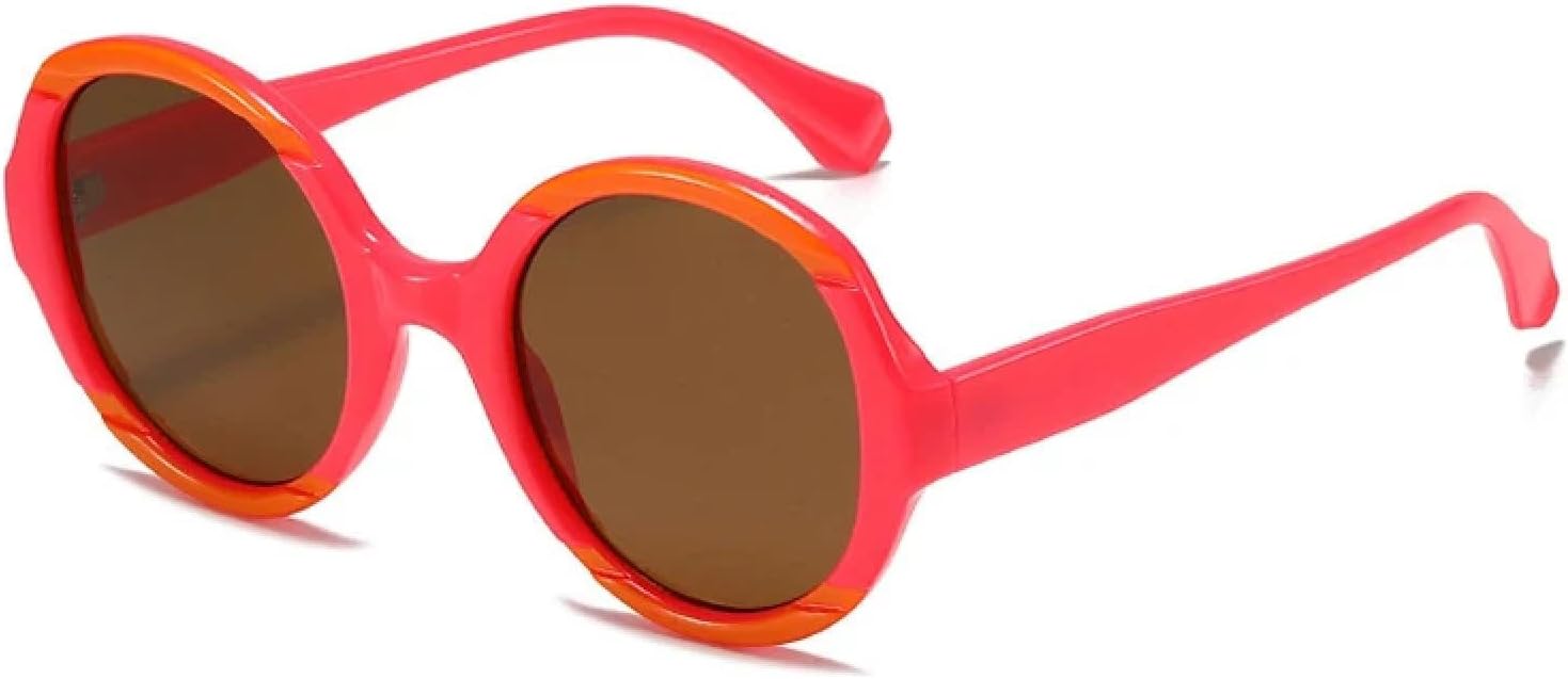 

Модные солнцезащитные очки в большой круглой оправе для мужчин и женщин, винтажные, класса люкс, для активного отдыха, путешествий и вождения, защита от УФ-излучения UV400 TKKTLLT, Red Brown