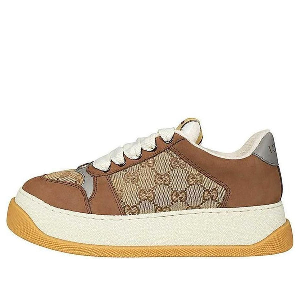 

Кроссовки screener gg leather sneakers 'brown beige white' Gucci, бежевый