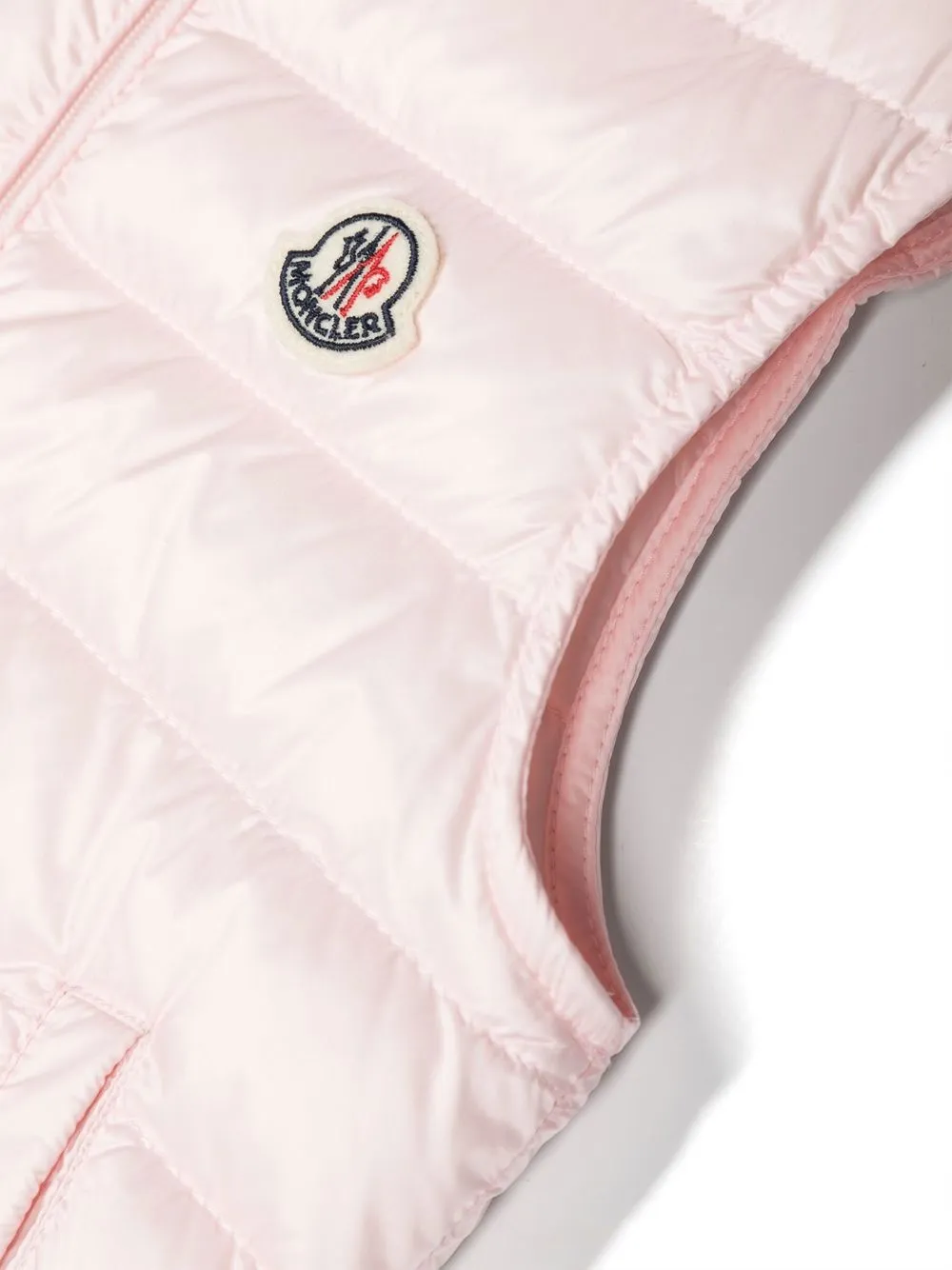 Дутый жилет с нашивкой-логотипом Moncler Enfant, розовый — фото 3