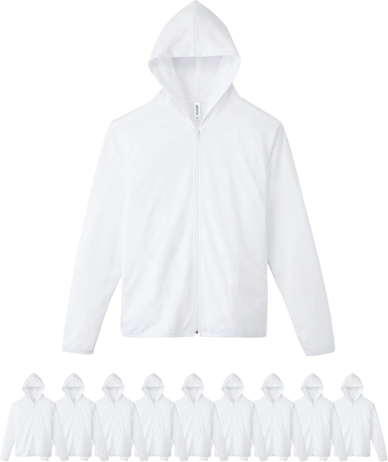 

Мужская толстовка на молнии Glimmer 00338-AMZ, плотность ткани 4,4 унции, быстросохнущая, с длинными рукавами, с защитой от УФ-излучения, белый