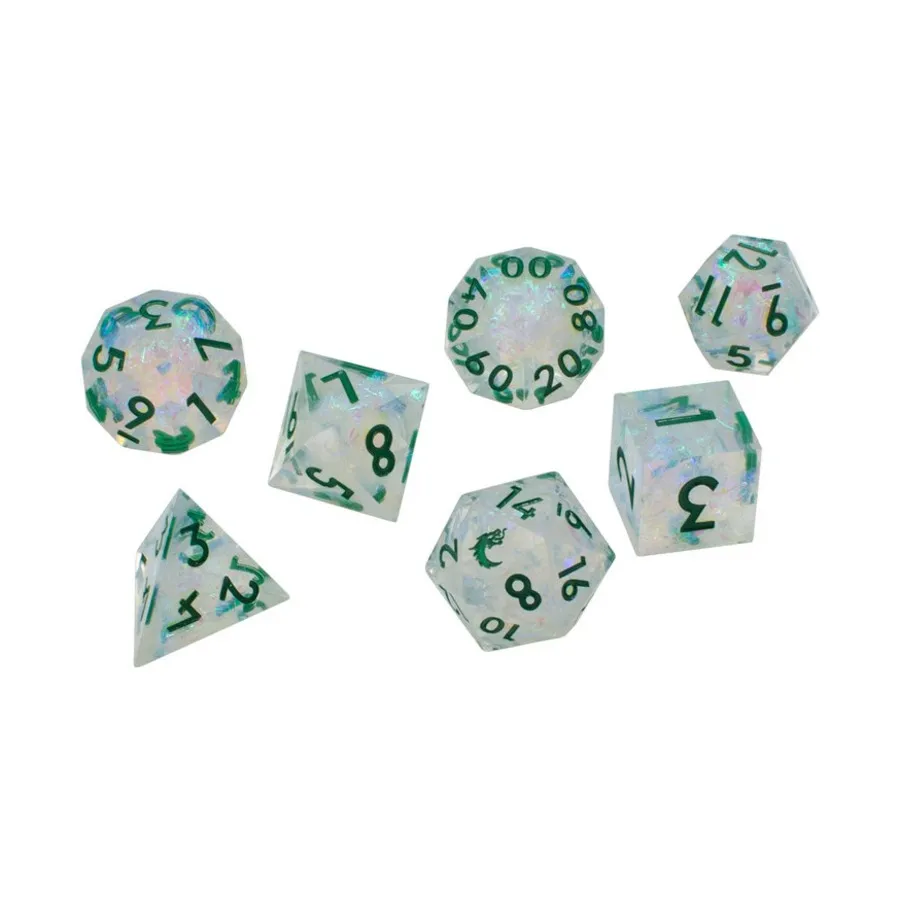 

Poly Set Green Ice с зеленым (7), Sharp Edged Dice