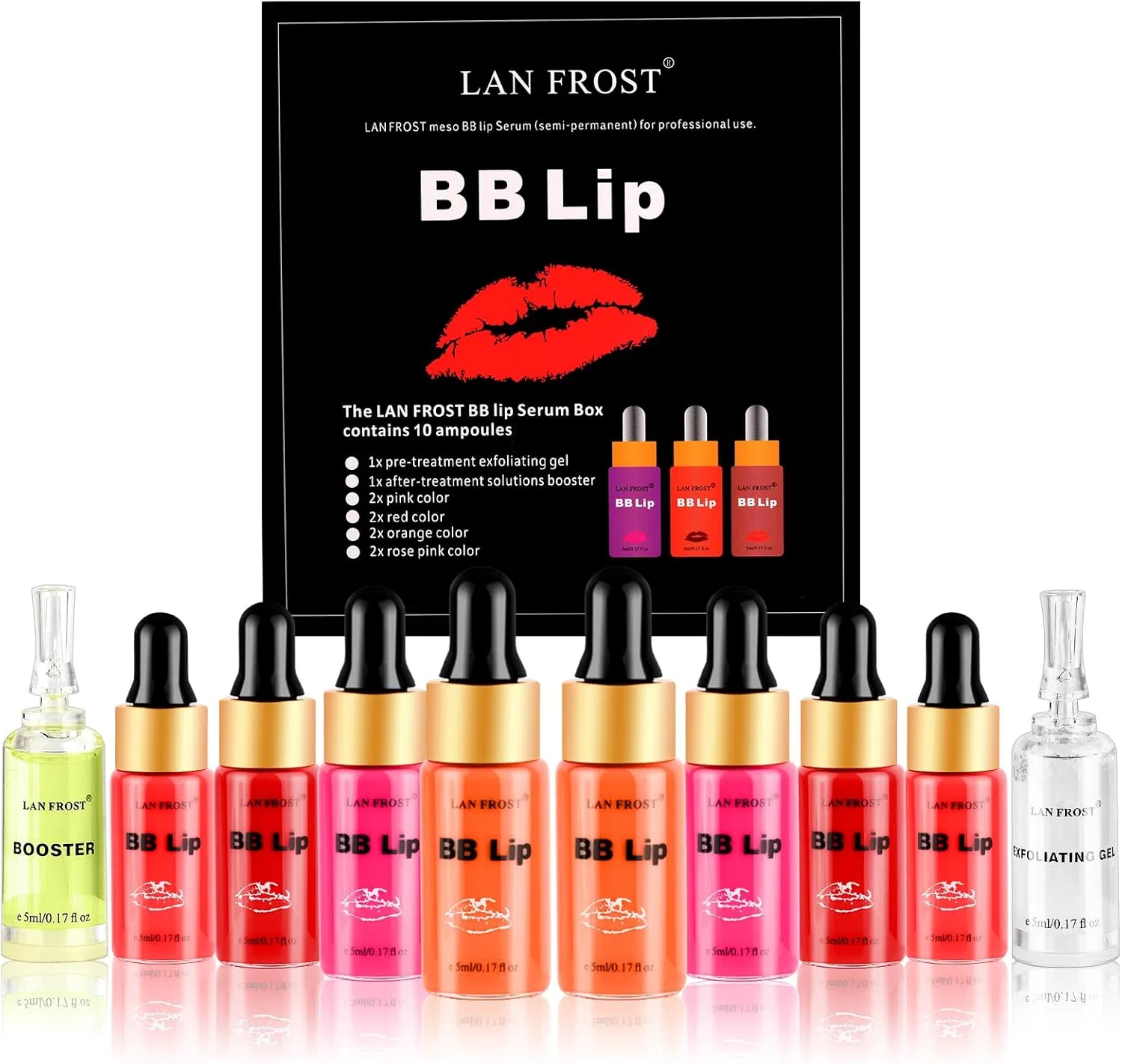 Набор BB Lip Ampoule Serum Starter Kit, TRESSON, 8 ампул с эксфолиантом и бальзамом, розовый