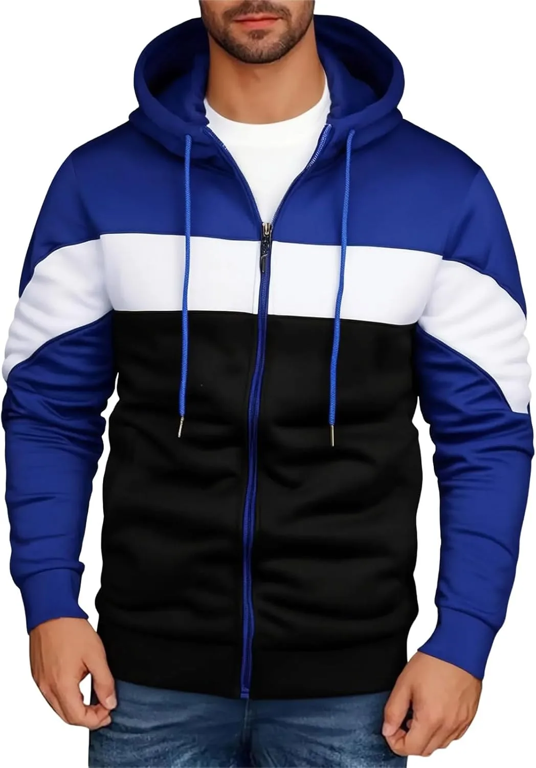 

WENKOMG1 мужская толстовка с капюшоном и молнией, цветной блок, размеры M-3XL