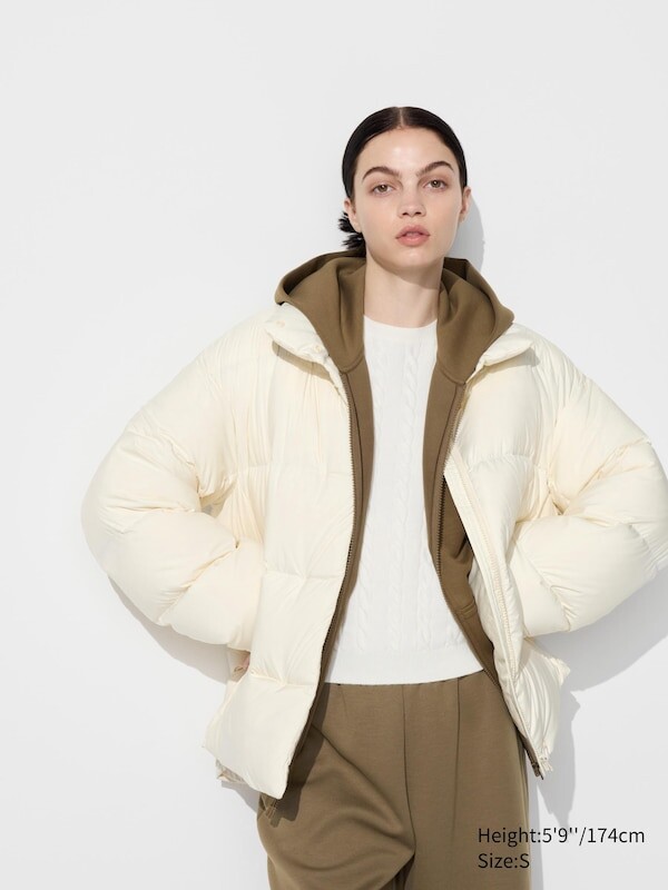 

Пуховик из мягкого пуховика с пудрой Uniqlo, белый