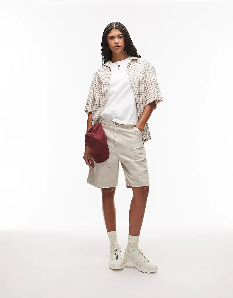 

Льняные шорты Carhartt WIP Branford с двойным коленом бежевого цвета