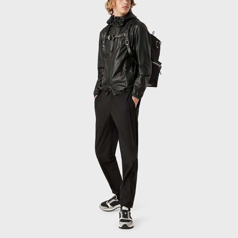 EMPORIO ARMANI Полуанилиновая кожаная куртка Blouson, Black — фото 4