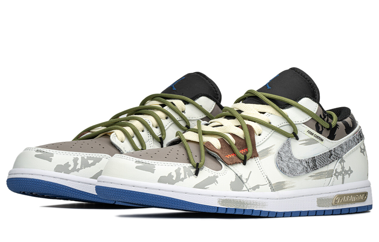 Кроссовки Air Jordan 1 Vintage Basketball Shoes Men Low-top White/brown/beige, коричневый — фото 4