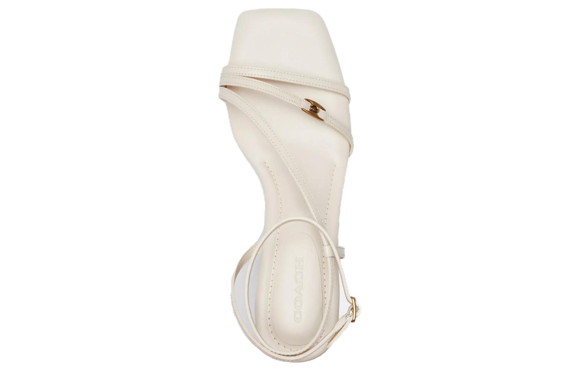 Кожаные сандалии Cait One Strap на каблуке 6,5 см женские белые COACH — фото 4
