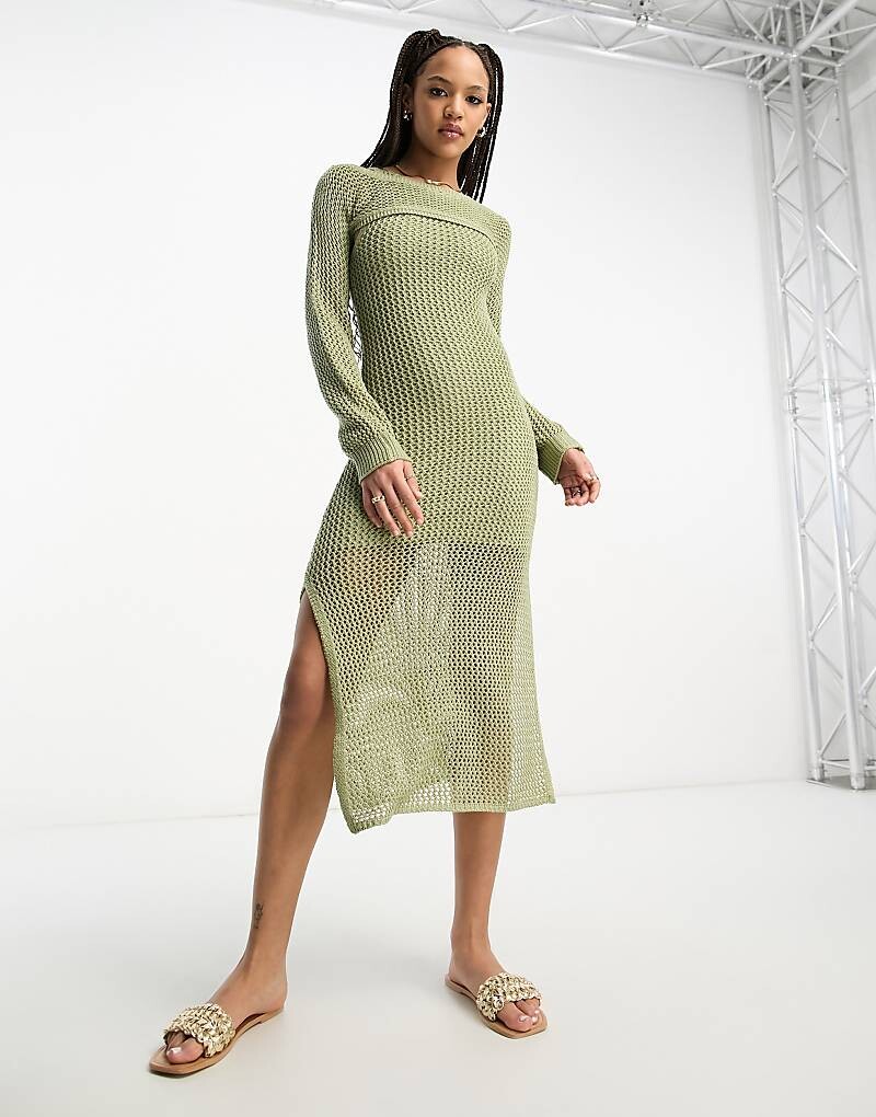 

Stradivarius – Платье макси 2-в-1 крючком цвета хаки