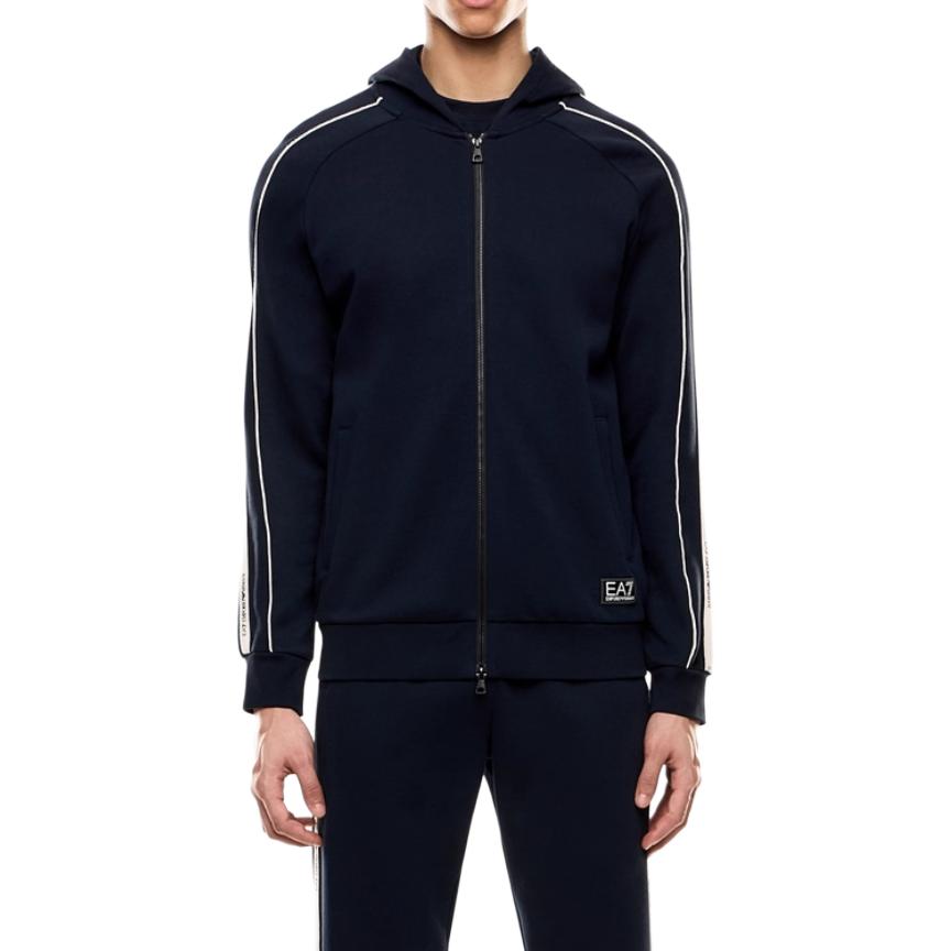 Куртка Ea7 Tape detailed Cotton Hoodie EMPORIO ARMANI, синий — фото 3