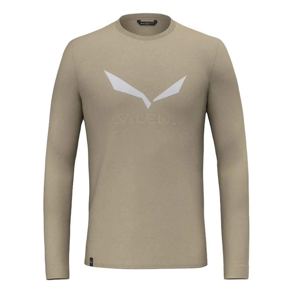 

Футболка Salewa Solid Logo Dry long sleeve, бежевый