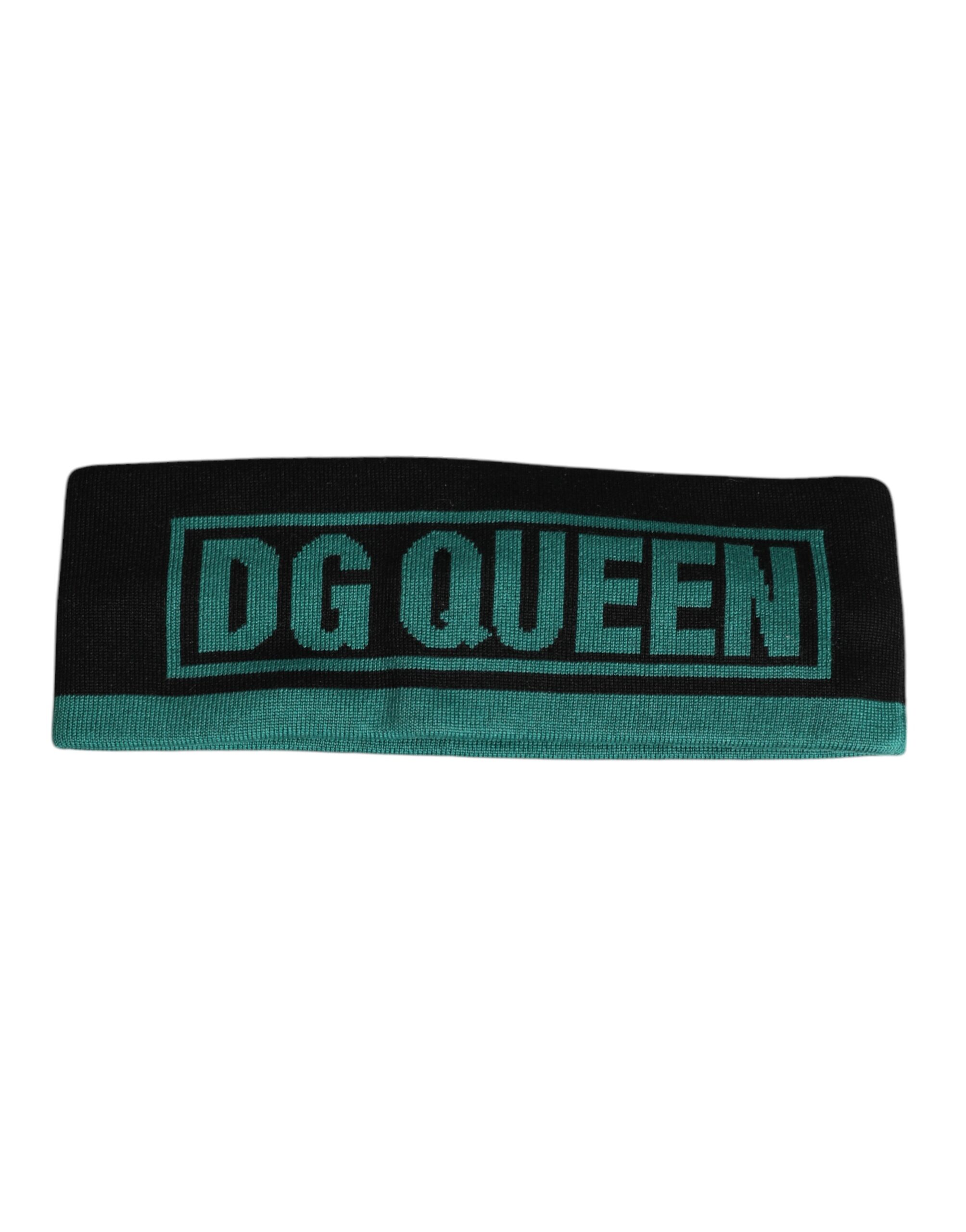 

Черная шелковая вязаная шапка-повязка на голову DG Queen Dolce & Gabbana, черный/зеленый