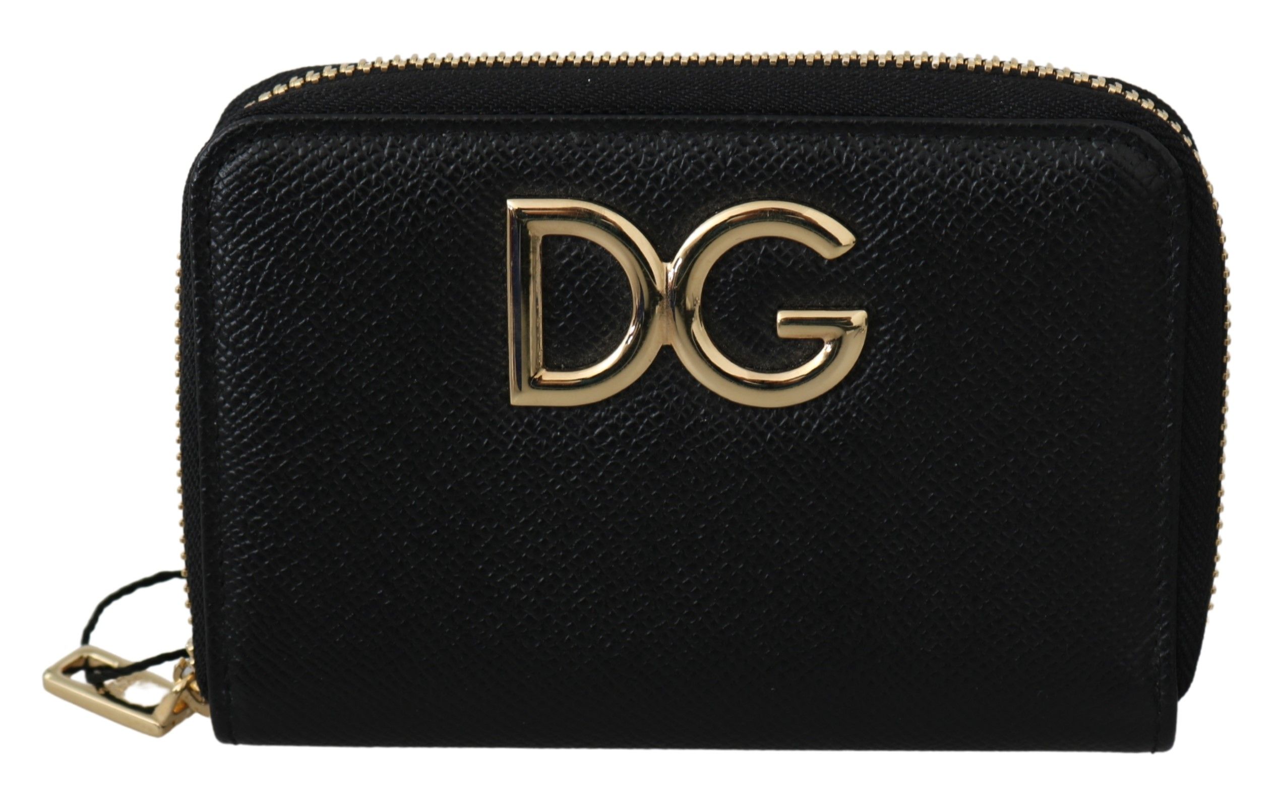 

Шикарный континентальный кожаный кошелек на молнии Dolce & Gabbana, черный