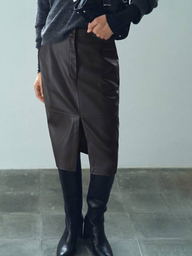 

Юбка-карандаш из искусственной кожи Mango, Dark Brown