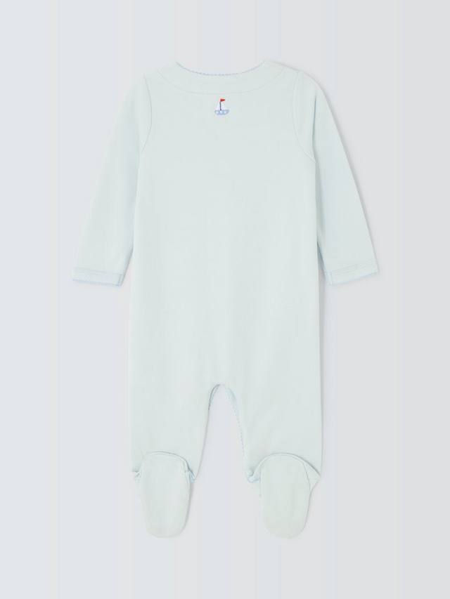Детский комбинезон из пима-хлопка с вышивкой для перевозки малышей John Lewis Heirloom Collection, Blue — фото 2