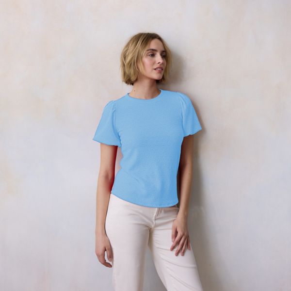 

Женский топ с рукавами-фонариками Lc Lauren Conrad, цвет hepatica blue