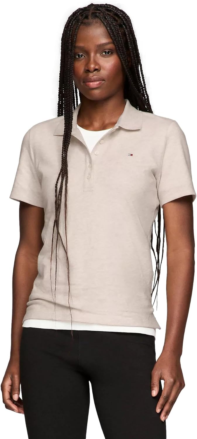 Поло Tommy Hilfiger Solid Short Sleeve Pique, бежевый меланж