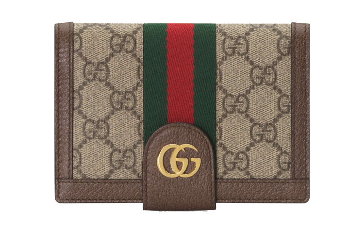 

GUCCI Паспортная обложка Canvas с кожаными вставками Unisex Ebony/Brown