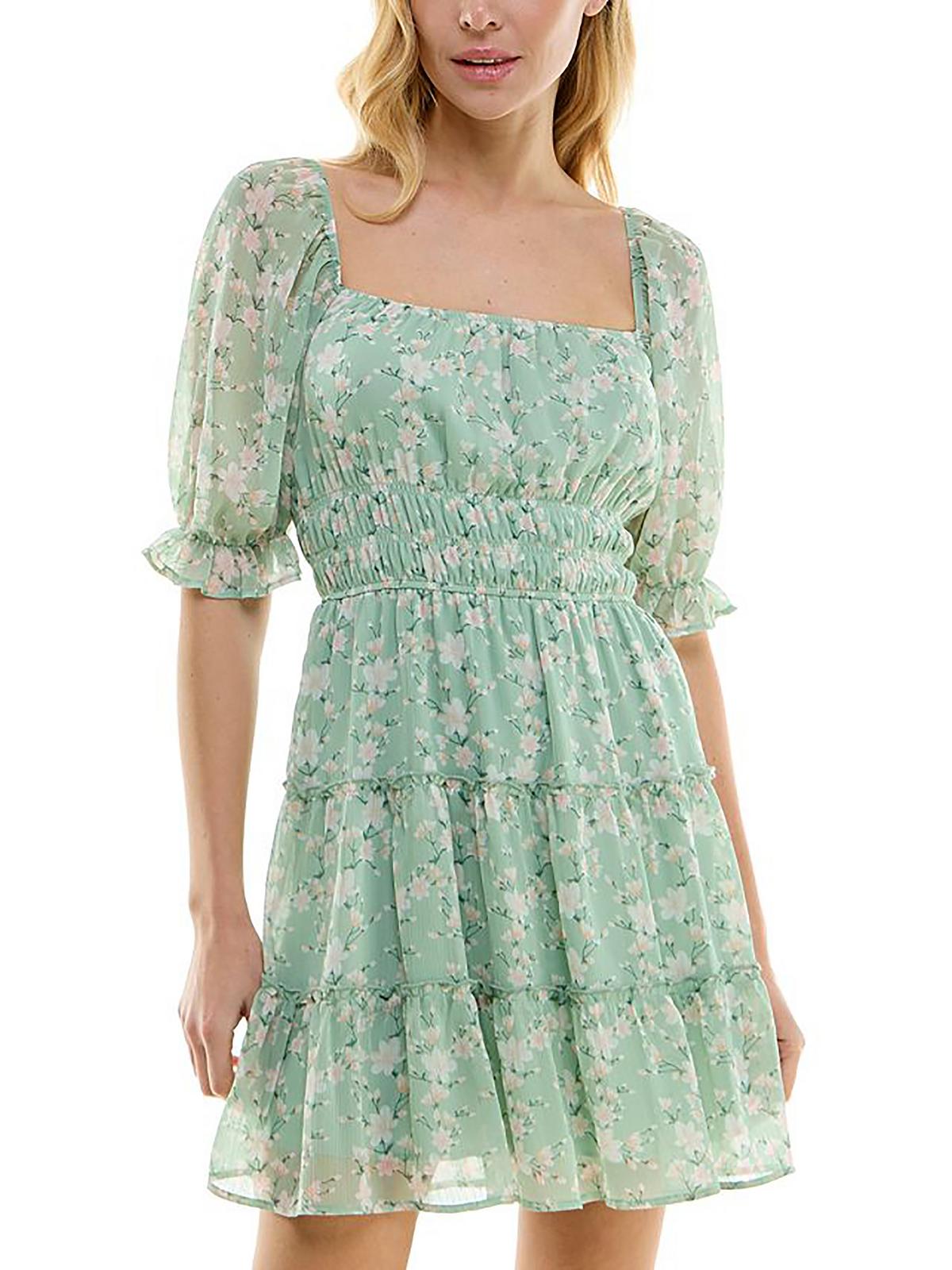 

Платье-мини с цветочным принтом для женщин Juniors Trixxi, цвет sage pink floral