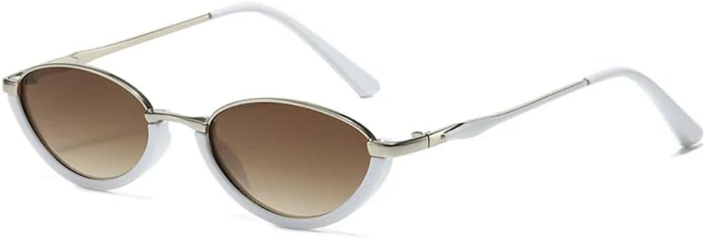 

Модные женские солнцезащитные очки маленького овального размера в винтажном стиле с градиентным затемнением и защитой от УФ-излучения для мужчин TVTBBVV, Whitesilver-brown