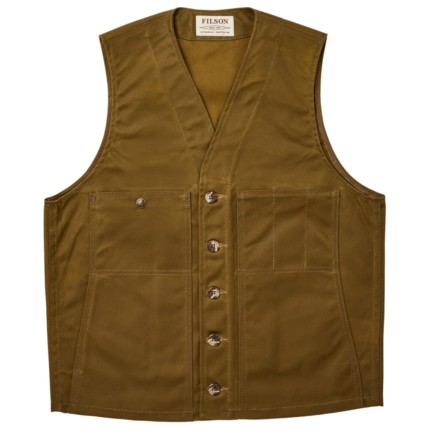 

Ветрозащитный жилет Filson Oil Tin Cloth Vest, цвет Dark Tan