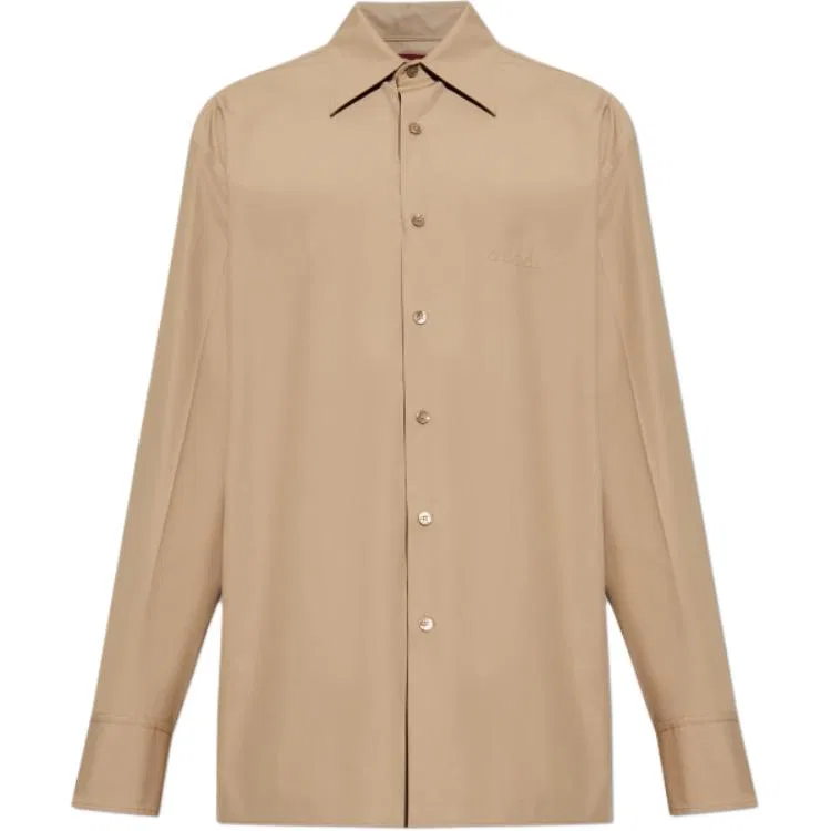 Рубашка GUCCI с тиснением, длинный рукав, цвет Light Umber