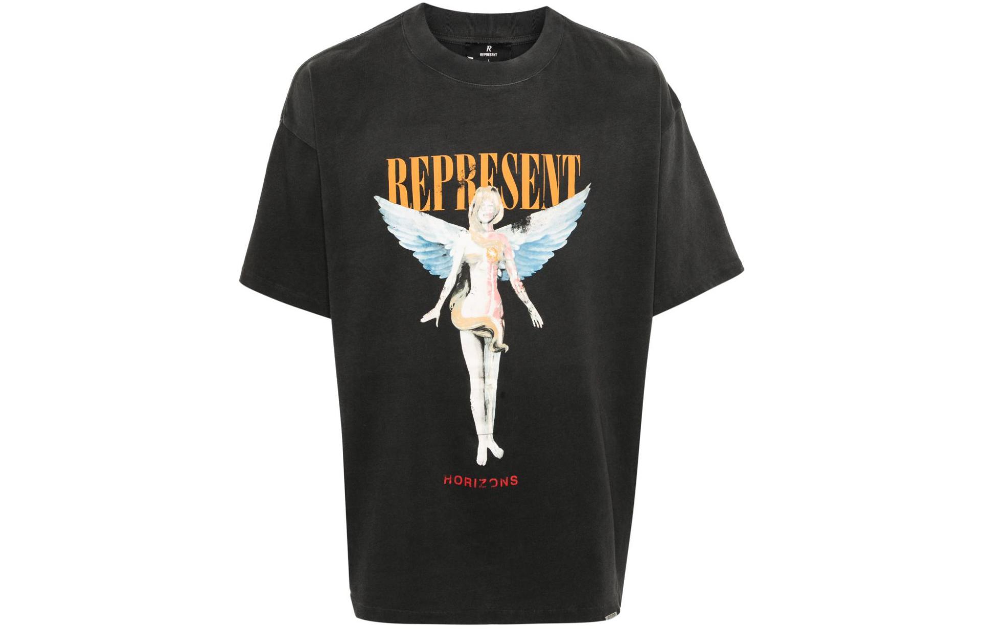 

Хлопковая футболка с принтом логотипа REPRESENT, черный