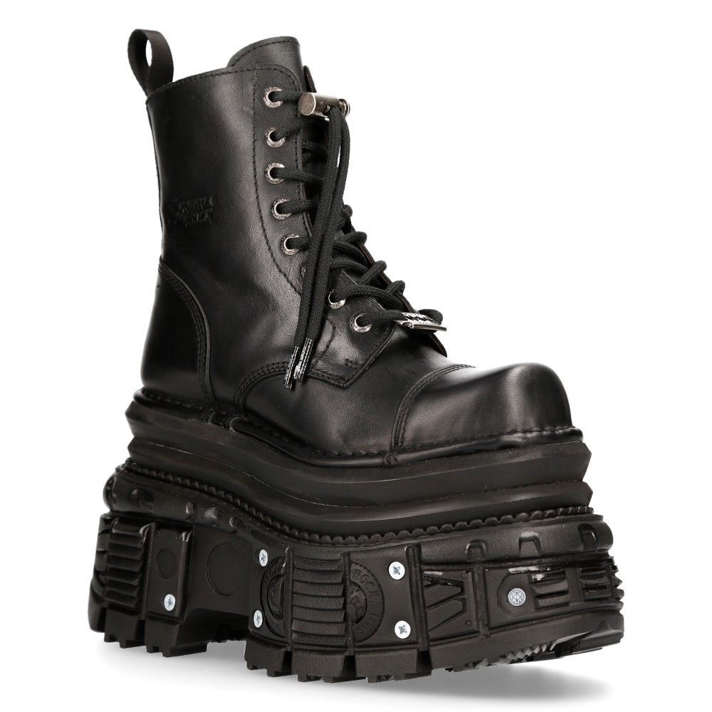 Армейские ботинки New Rock Metallic Black Leather
