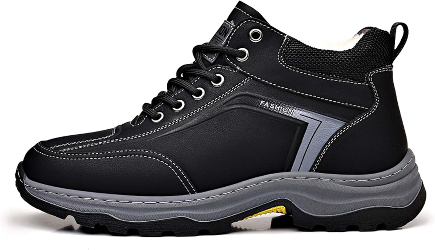 

Мужские зимние теплые ботинки с меховой подкладкой, плотным велюром и высокие хлопковые сапоги Generic, черный