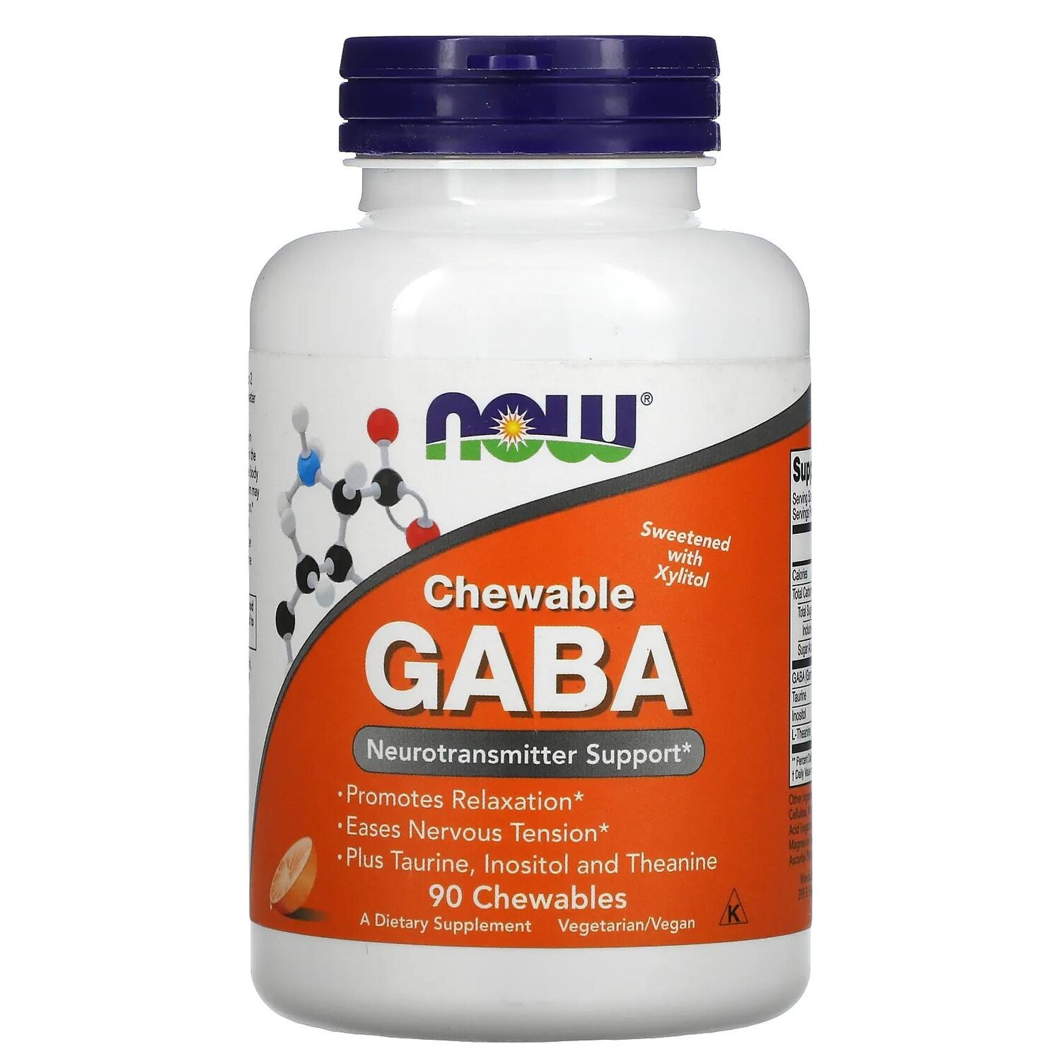 

Now Foods GABA с натуральным апельсиновым вкусом 90 жевательных таблеток