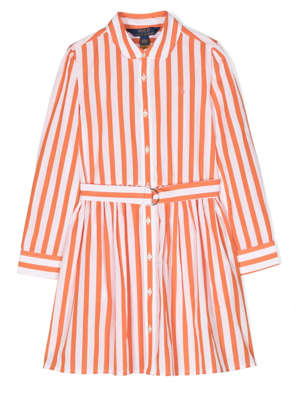 

Платье в полоску с поясом POLO RALPH LAUREN KIDS, оранжевый