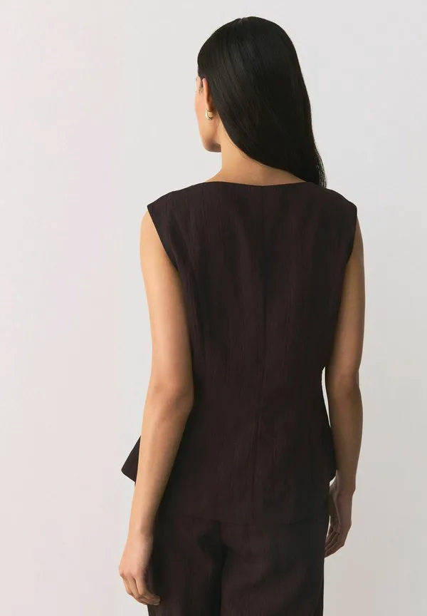 Жилет стандартного кроя в фактурную полоску Next, Chocolate Brown — фото 2