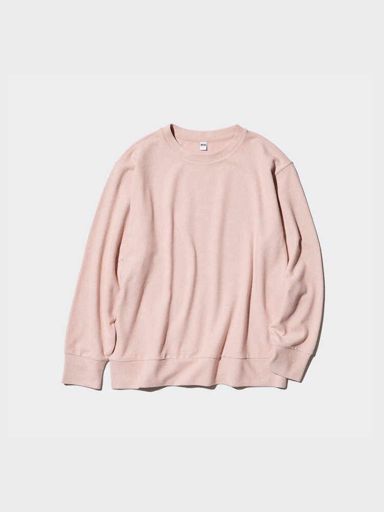 Лонгслив с круглым вырезом из мягкого трикотажного флиса Uniqlo, цвет 10 розовый — фото 4