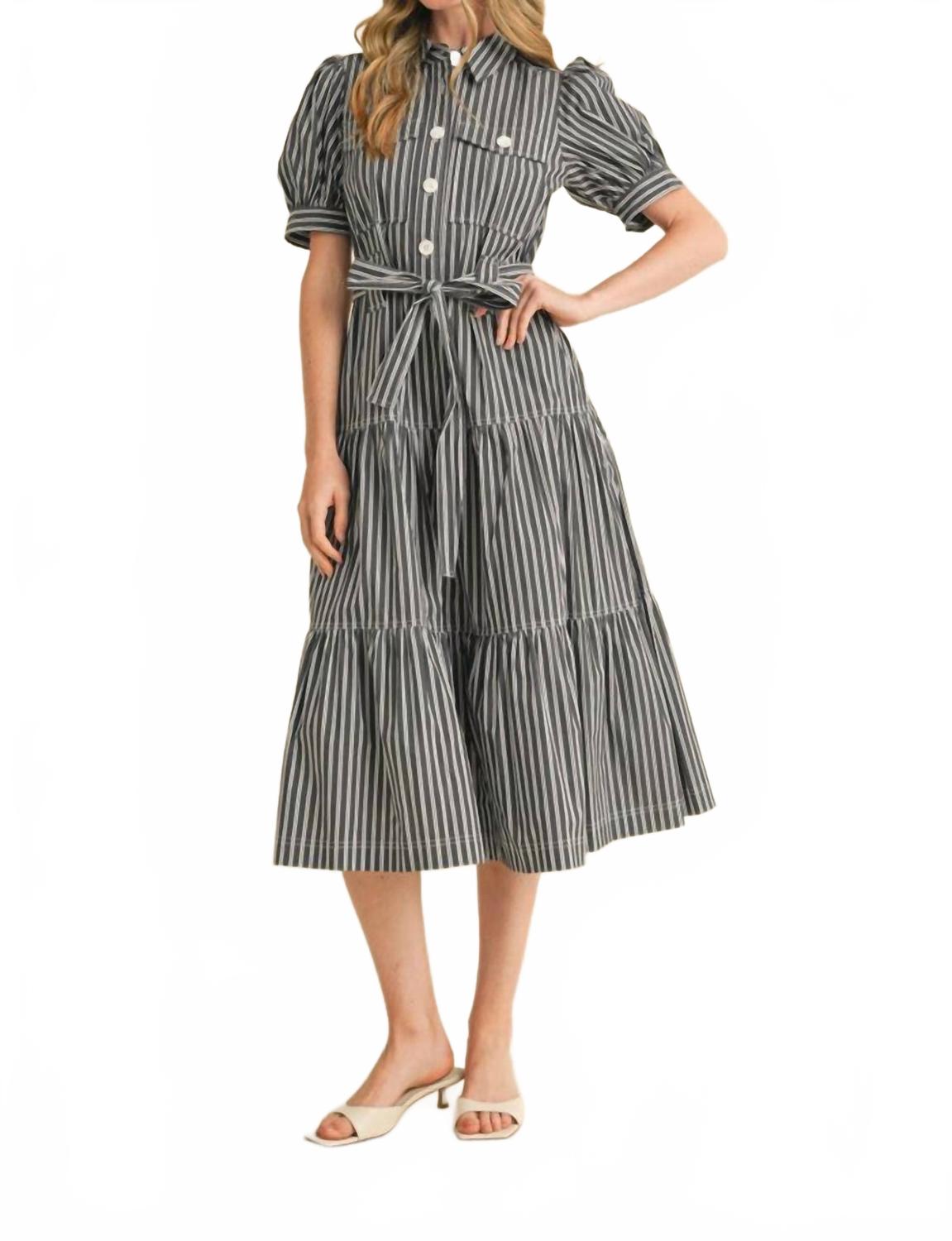 

Платье Дебби в черно-белую полоску &merci