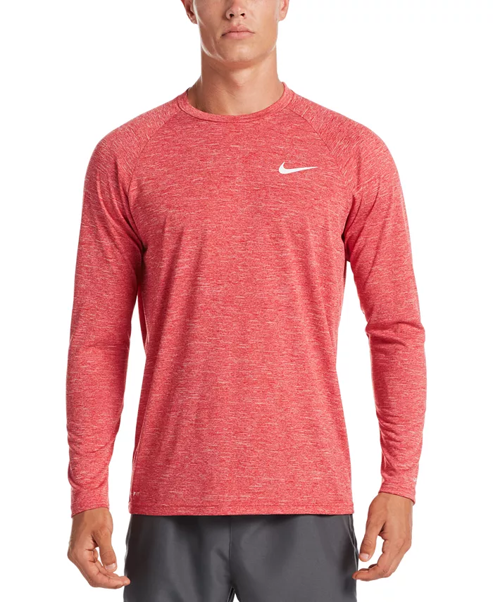 

Мужская футболка для плавания с длинным рукавом Heather Hydroguard Nike, красный