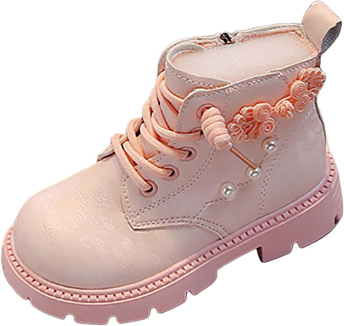 

Детские короткие ботинки IWIHMIV для девочек, модные ботильоны с боковой молнией для малышей, наружные детские нескользящие сапоги для верховой езды, Red