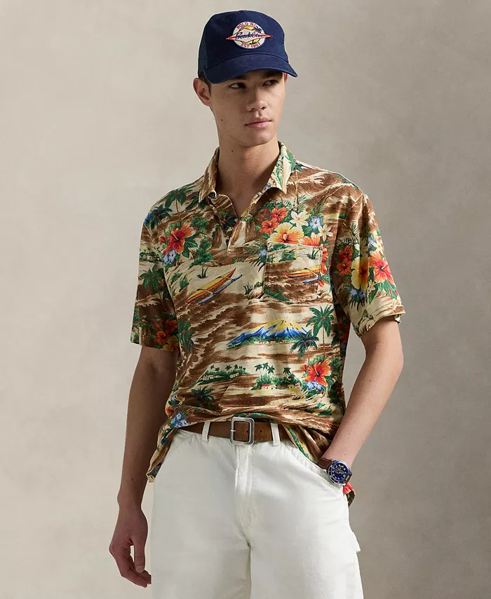 

Мужская классическая поло из тропической льняно-хлопковой ткани Polo Ralph Lauren, мультиколор